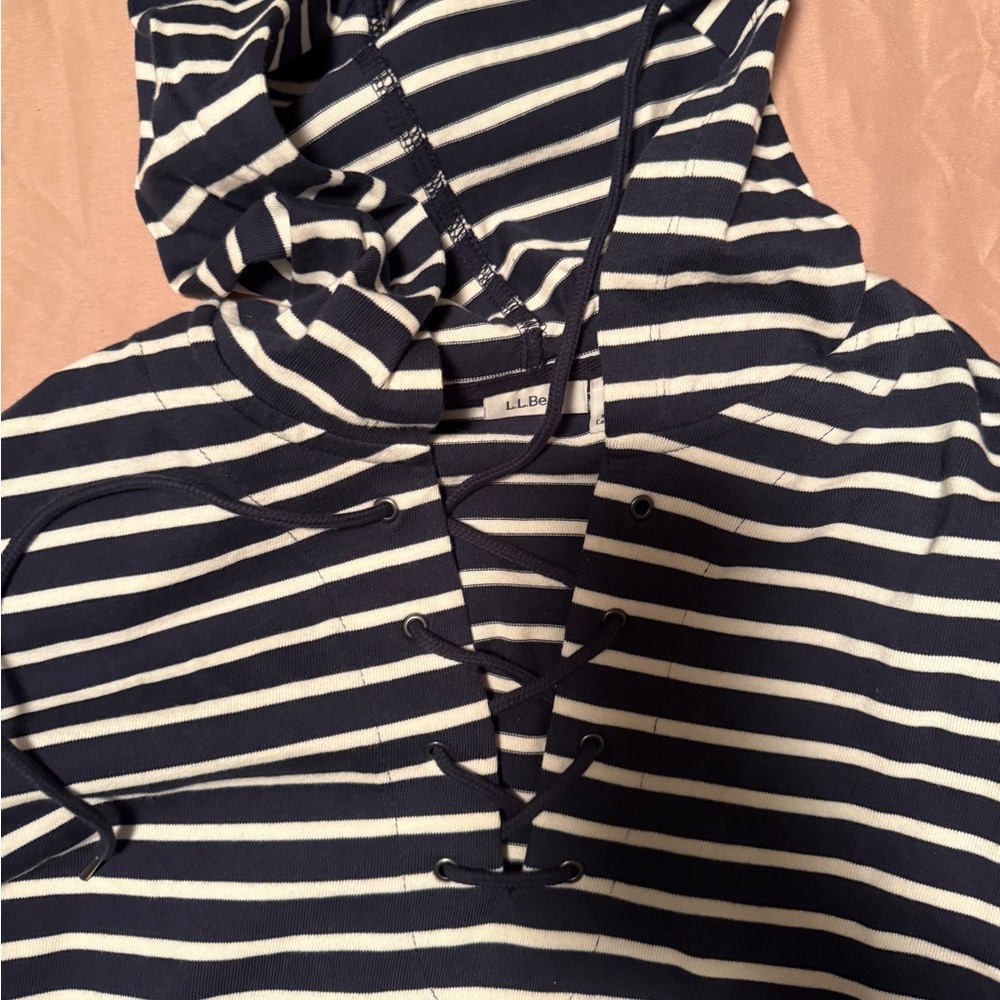 L.L. Bean Navy and White Striped Pullover